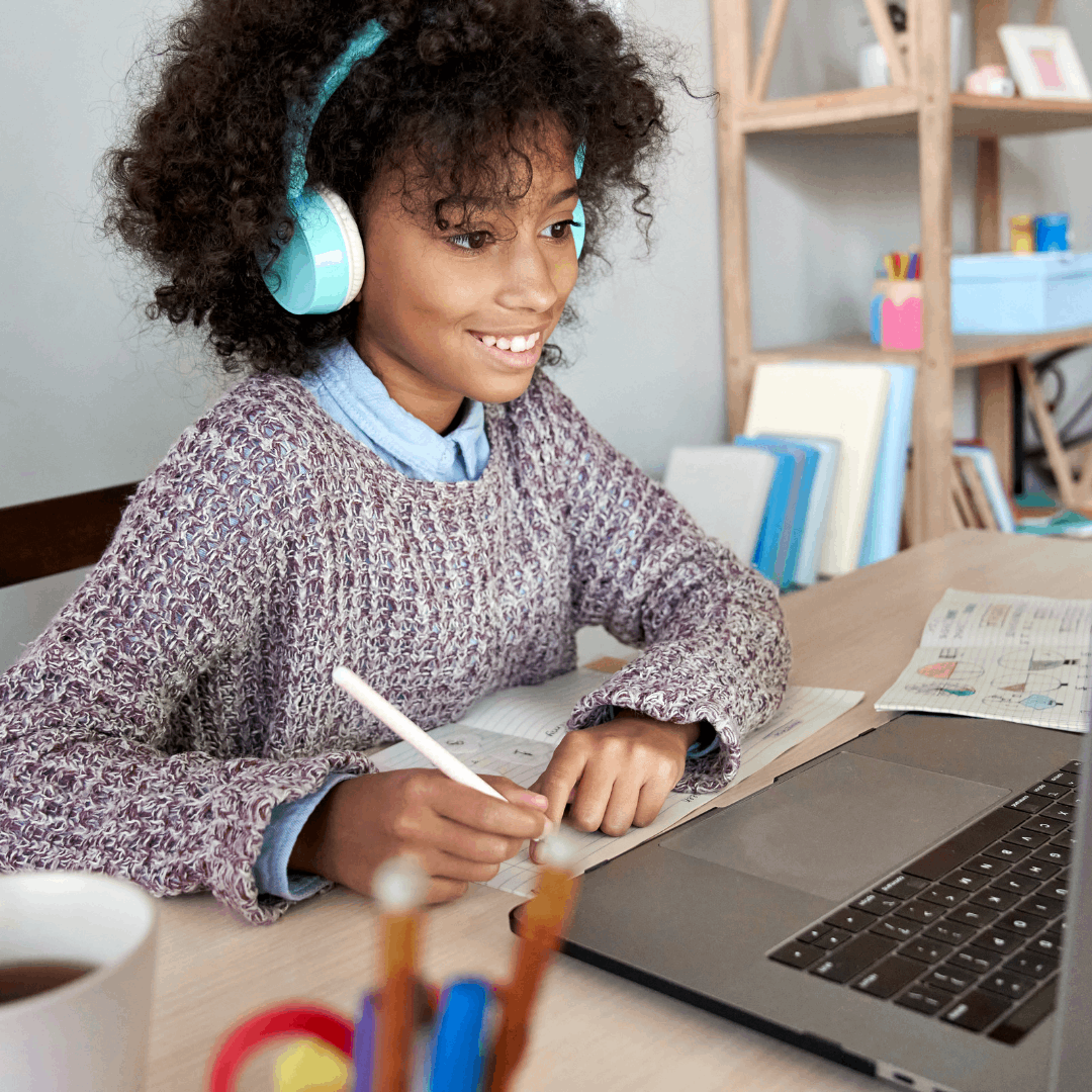 Girl looking at laptop