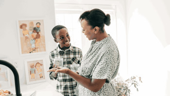 Parent giving child money