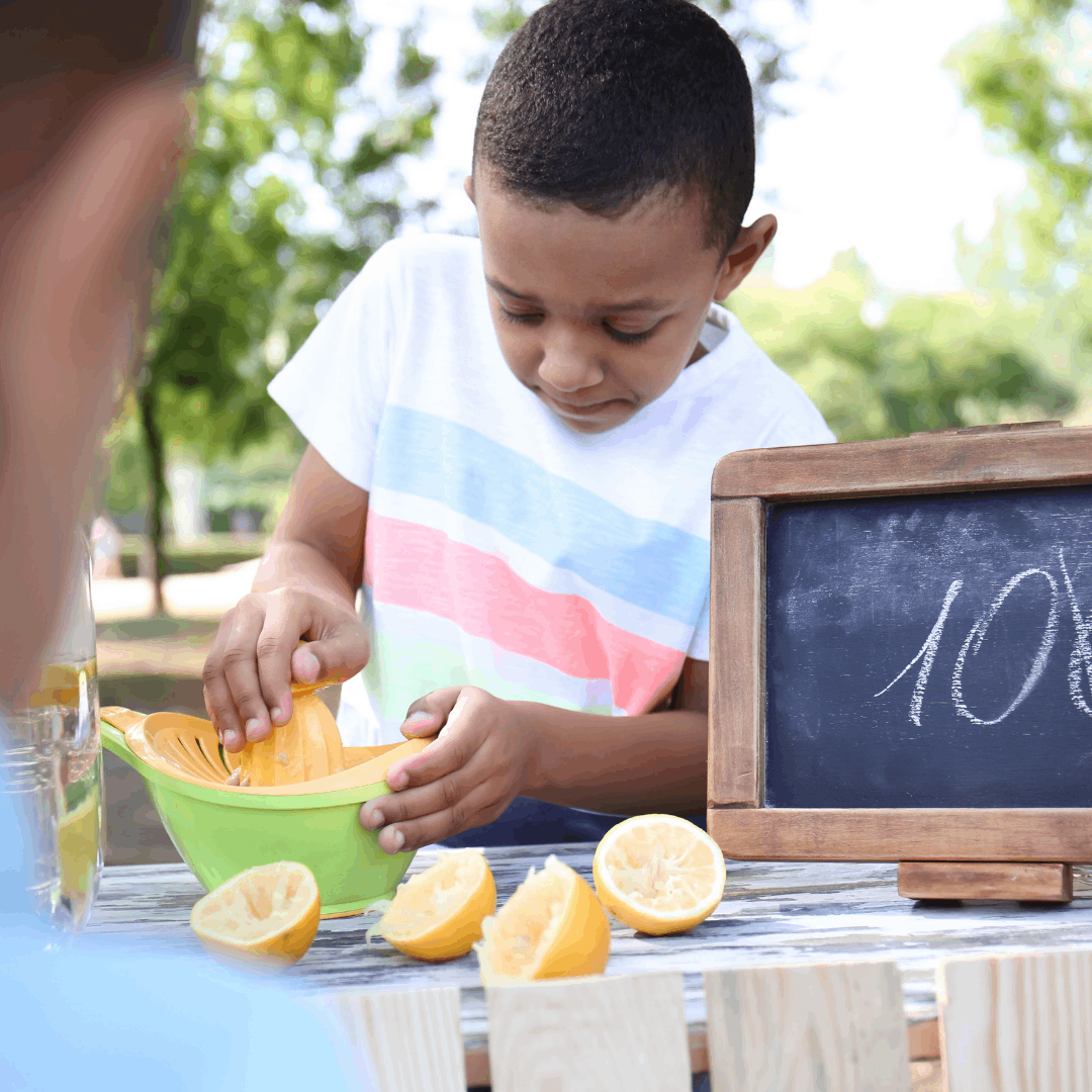 African American kid lemonade stand