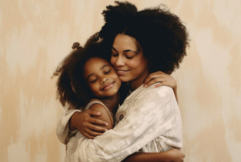 Mum hugging her child
